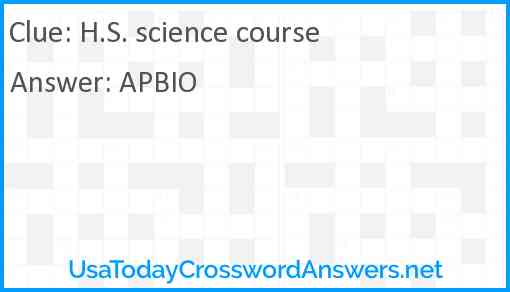 H.S. science course Answer
