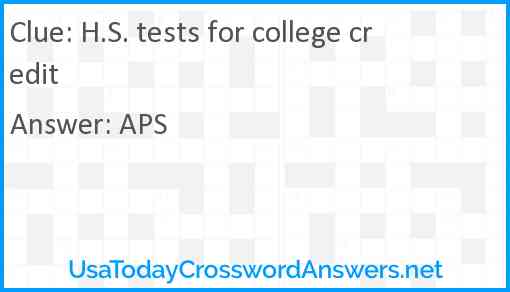 H.S. tests for college credit Answer