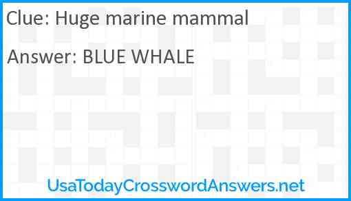 Huge marine mammal Answer