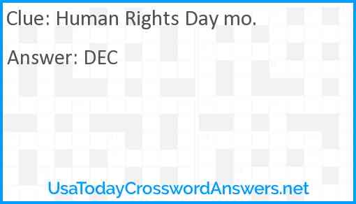 Human Rights Day mo. Answer