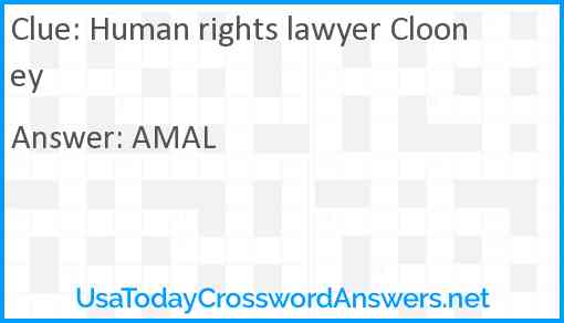 Human rights lawyer Clooney Answer