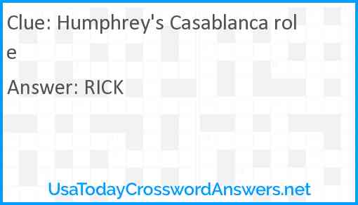 Humphrey's Casablanca role Answer