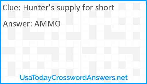 Hunter's supply for short Answer