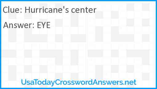 Hurricane's center Answer