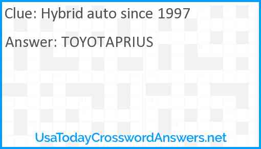 Hybrid auto since 1997 Answer