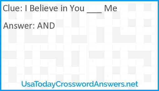 I Believe in You ___ Me Answer