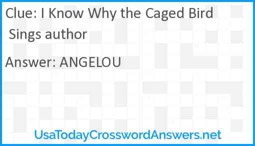 I Know Why the Caged Bird Sings author Answer