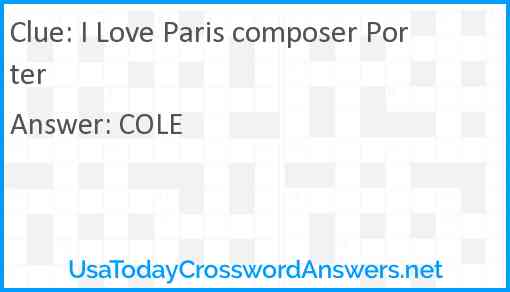 I Love Paris composer Porter Answer