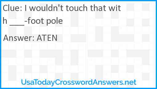 I wouldn't touch that with ___-foot pole Answer