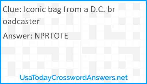 Iconic bag from a D.C. broadcaster Answer