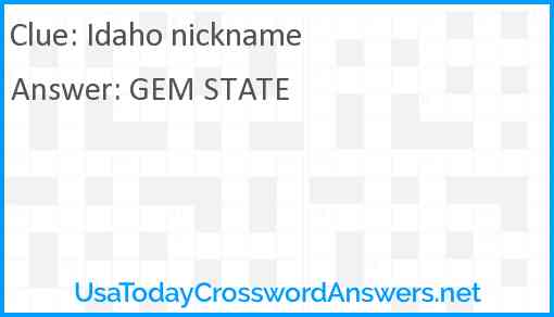 Idaho nickname Answer