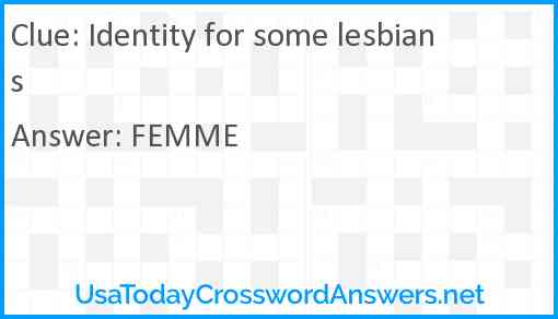 Identity for some lesbians Answer