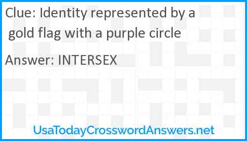 Identity represented by a gold flag with a purple circle Answer