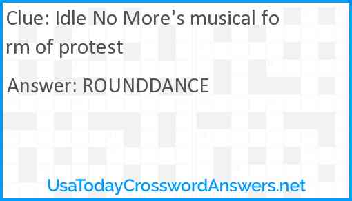 Idle No More's musical form of protest Answer