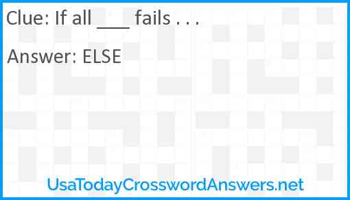 'If all ____ fails ...' Answer