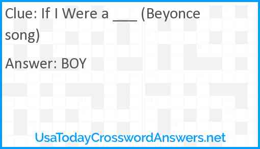 If I Were a ___ (Beyonce song) Answer