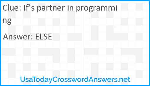 If's partner in programming Answer