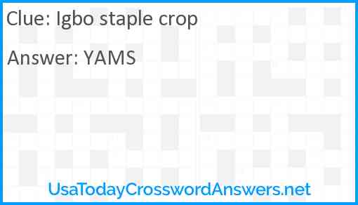 Igbo staple crop Answer