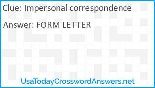 Impersonal correspondence Answer