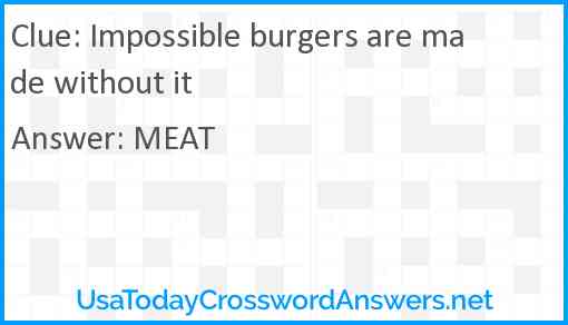 Impossible burgers are made without it Answer