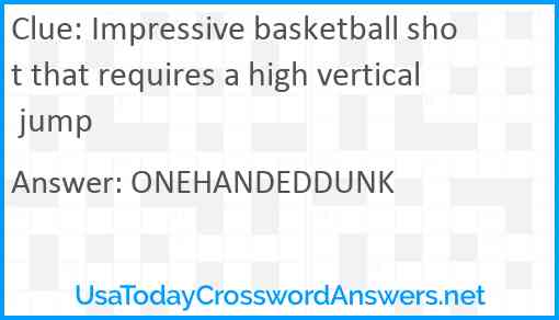 Impressive basketball shot that requires a high vertical jump Answer