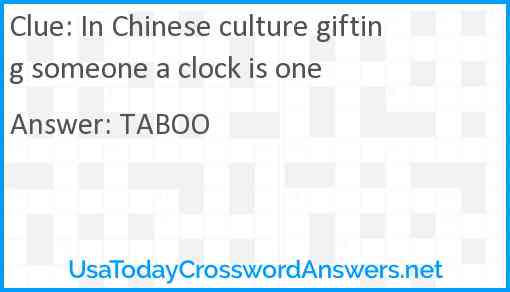 In Chinese culture gifting someone a clock is one Answer