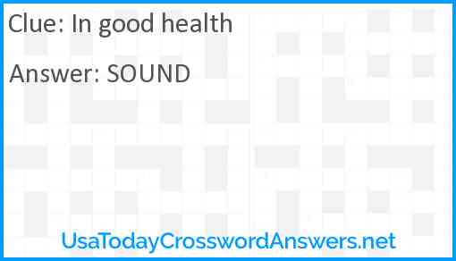 In good health Answer