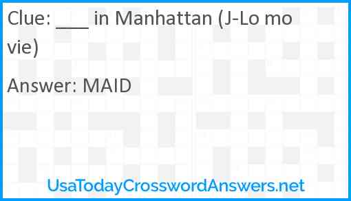 ___ in Manhattan (J-Lo movie) Answer