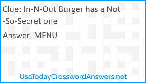 In-N-Out Burger has a Not-So-Secret one Answer