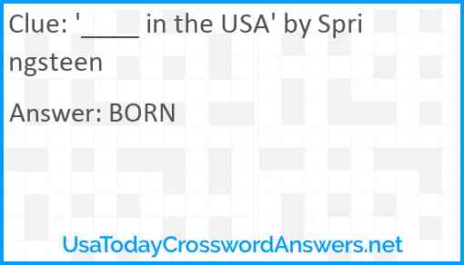 '____ in the USA' by Springsteen Answer