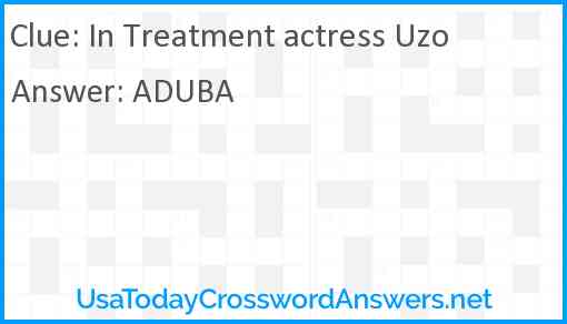 In Treatment actress Uzo Answer