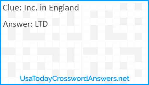 Inc. in England Answer