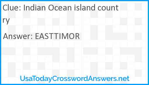Indian Ocean island country Answer