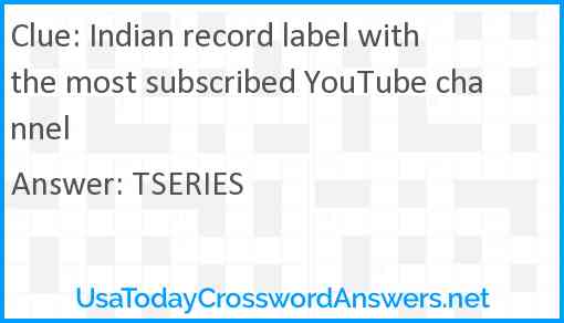 Indian record label with the most subscribed YouTube channel Answer