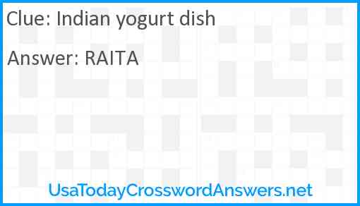 Indian yogurt dish Answer