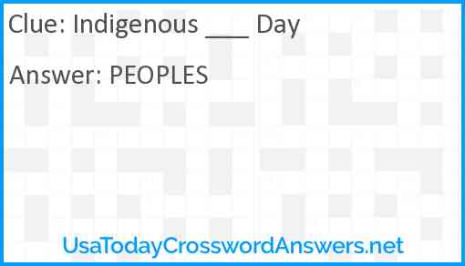 Indigenous ___ Day Answer