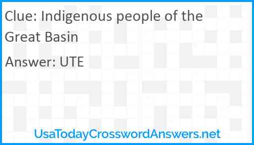 Indigenous people of the Great Basin Answer