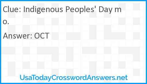 Indigenous Peoples' Day mo. Answer
