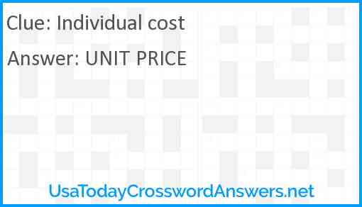 Individual cost crossword clue UsaTodayCrosswordAnswers net