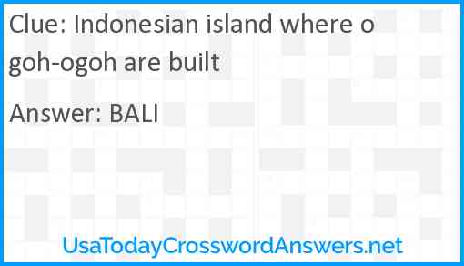 Indonesian island where ogoh-ogoh are built Answer