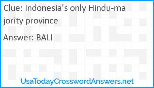 Indonesia's only Hindu-majority province Answer