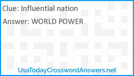 Influential nation Answer