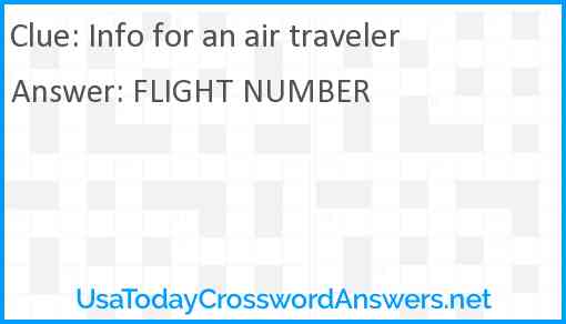 Info for an air traveler Answer