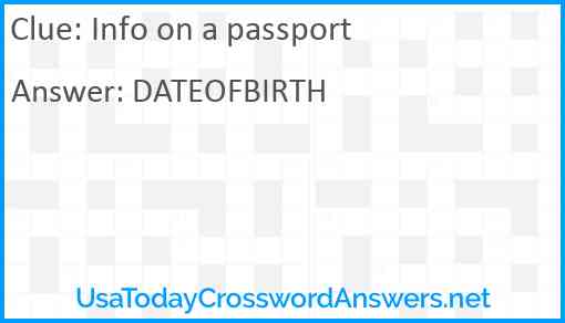 Info on a passport Answer