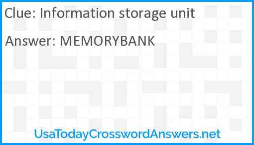 Information storage unit Answer