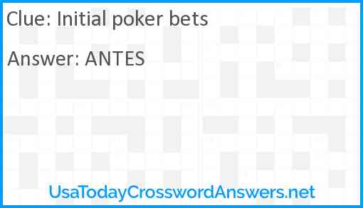 Initial poker bets Answer