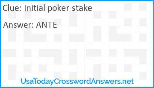 Initial poker stake Answer
