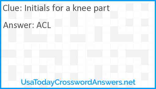 Initials for a knee part Answer