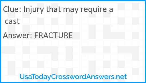 Injury that may require a cast Answer