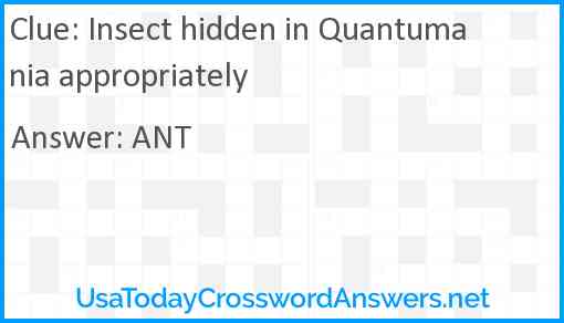 Insect hidden in Quantumania appropriately Answer